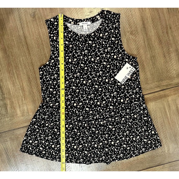 NWT Nine West Women's Sleeveless Babydoll Top Black With Floral Print Size S NEW - Picture 8 of 12